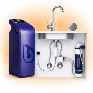 Sistema BWT OnePipe Pearlwater con addolcitore, rubinetto e cartuccia mineralizzante sottolavello