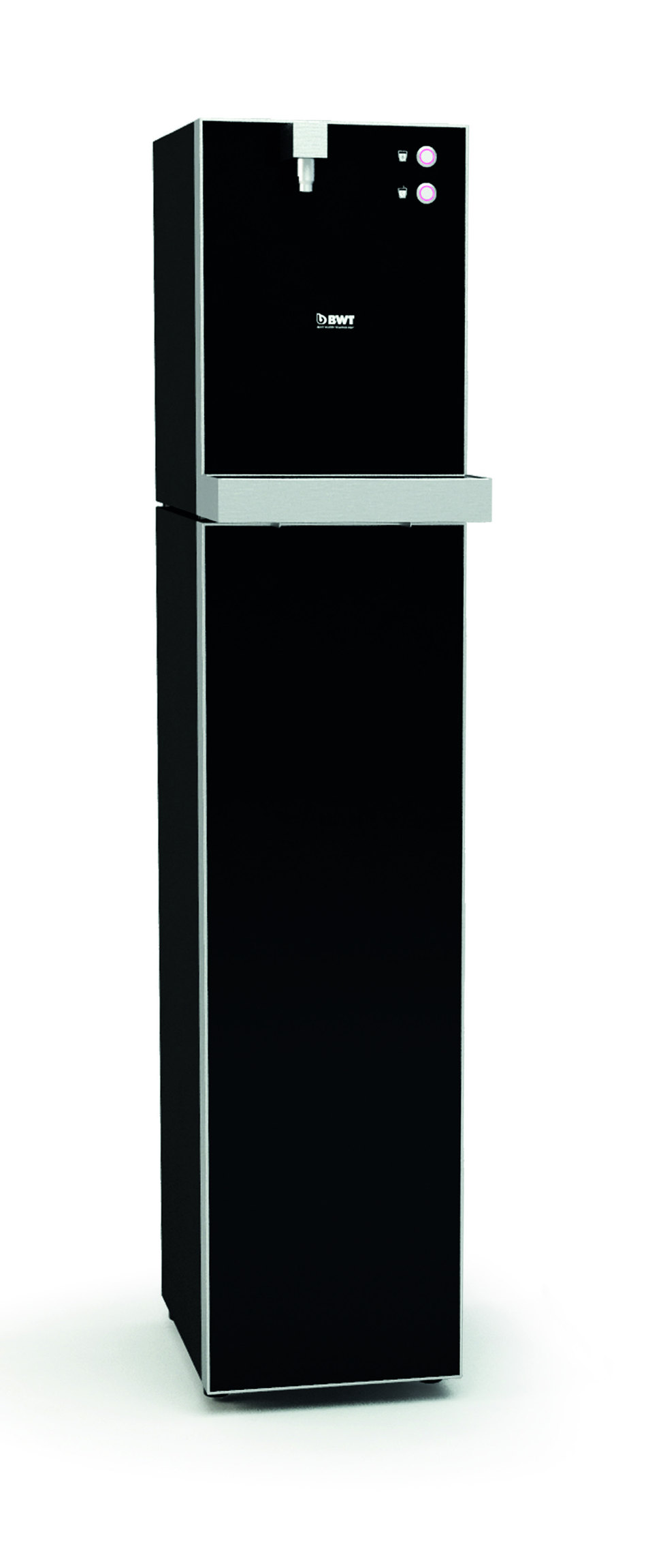 Mobiletto coordinato nero per erogatore BWT AQA Drink EDGE 45, con erogatore sovrapposto, foto da catalogo BWT